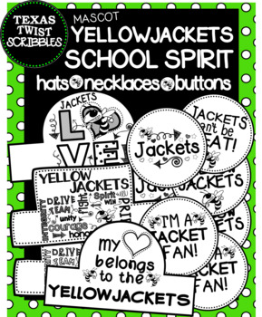 Preview of YELLOWJACKET SCHOOL SPIRIT HATS NECKLACES BUTTONS {Texas Twist Scribbles}