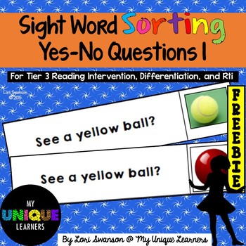 Preview of Sight Word Sorting: Yes-No Questions 1 FREEBIE