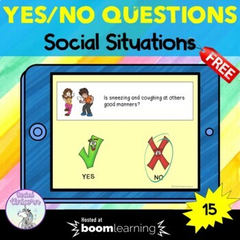 Preview of YES/NO Questions Social Situations - Boom Cards Freebie