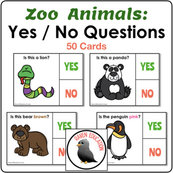 Preview of YES or NO Questions - Zoo Animals (50 Task Cards)