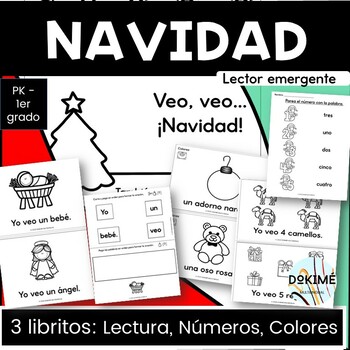 Preview of YO VEO NAVIDAD 3 LIBRITOS / SPANISH CHRISTMAS EMERGENT READER NUMBERS COLORS