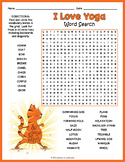 YOGA POSES Word Search Puzzle Worksheet Activity