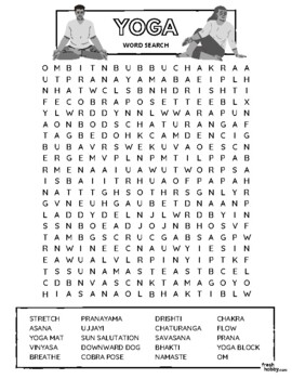 Preview of YOGA Word Search Puzzle - Intermediate Difficulty (Yoga Terminology)