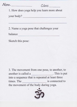 YOGA- Worksheet, Quiz, or Homework by BRAIN BOX