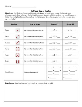 Preview of Yahtzee for Beginners