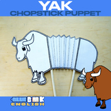 Yak Chopstick Puppet Craft, Mammal, Accordion Puppet (4 pages)