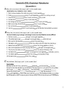 Preview of Yannick's ESL Grammar Handouts: Quantiﬁers