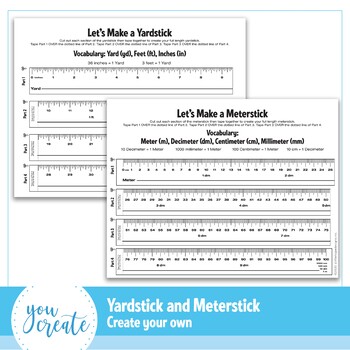 Preview of Yardstick and Meterstick Template Printable | Create your own • meter stick