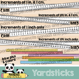 Yardsticks Clip Art - Various Combinations with Inches & C