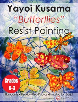 Preview of Yayoi Kusama "Butterfly" Resist Painting Art Lesson for Kids