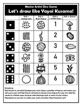 Preview of Yayoi Kusama Dice Game Art Sub Plan or Activity