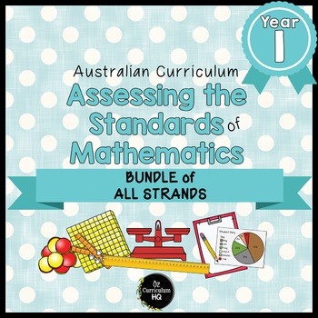 Preview of Year 1 Australian Curriculum Maths Assessment BUNDLE OF ALL STRANDS