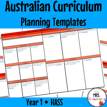 Preview of Year 1 HASS Australian Curriculum Planning Templates EDITABLE