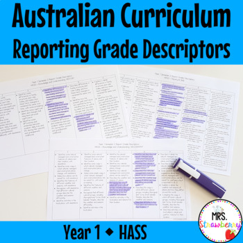 Preview of Year 1 HASS Australian Curriculum Reporting Grade Descriptors