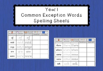 year 1 common exception words spelling sheets by funky phonics