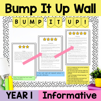 Preview of Year 1 Information Report Bump It Up Wall | Informative Writing Student Goals