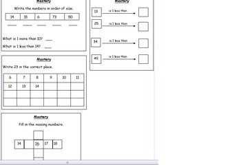 Preview of Year 1 Mastery and Mastery with Greater Depth - place value