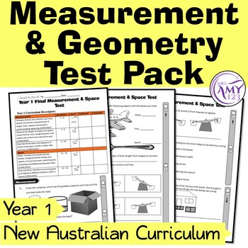 Preview of Year 1 Measurement & Geometry Maths Test Pack- Australian Curriculum