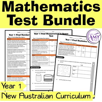 year 1 mathematics test bundle australian curriculum by