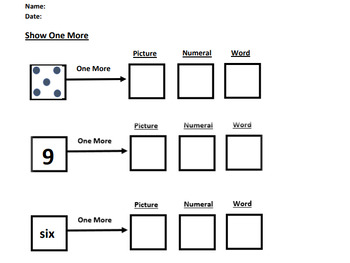 Preview of Year 1, Place Value, Finding one more (up to 10)- Lesson and worksheets