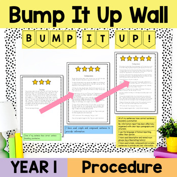 Preview of Year 1 Procedural Writing Bump It Up Wall | Procedure Writing | Student Goals
