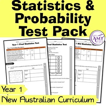 Preview of Year 1 Statistics & Probability Maths Test Pack- Australian Curriculum