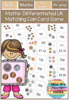 Preview of Year 1 / Year 2 (KS1) Maths - Measurement: Differentiated UK Matching Coin cards