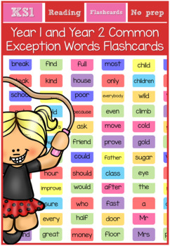 Preview of Year 1 and Year 2 (KS1) Common Exception Words Flashcards