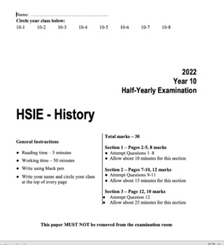 Preview of Year 10 NSW History Exam Bundle