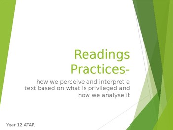 Preview of Year 11/12 ATAR English- Reading Practices Presentation