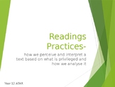 Year 11/12 ATAR English- Reading Practices Presentation