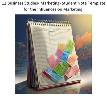 Preview of Year 12 Business Studies- Marketing- Student Note Template for Influences