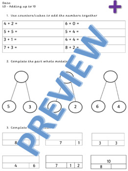 Preview of Year 2 Adding to 10 & Addition to 20_Includes Reasoning and Mastery