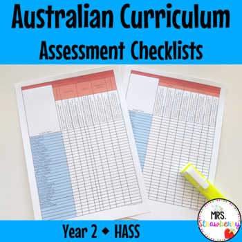 Preview of Year 2 HASS Australian Curriculum Assessment Checklists