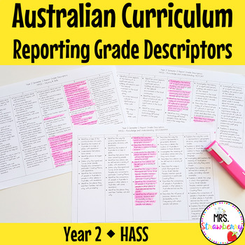 Preview of Year 2 HASS Australian Curriculum Reporting Grade Descriptors