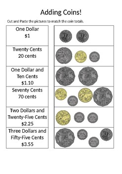 Preview of Year 2 - Australian Money - Adding Coins Worksheets