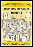 FRACTIONS Game - BINGO - 10 Boards - Halves/Quarters/Eighths