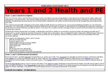 Preview of Year 1 and 2 Health and PE Overview - Australian Curriculum v8.4