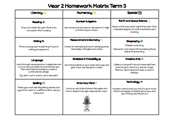 homework matrix year 2