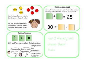 Preview of Year 2 Mastery Greater Depths Place Value and Number Task Cards
