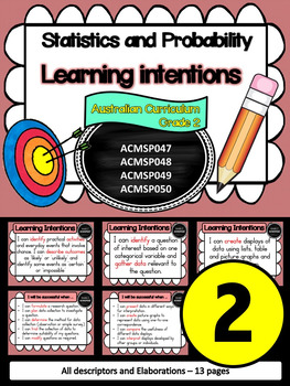 Preview of Year 2 – Statistics & Probability Learning INTENTIONS & Success Criteria Posters