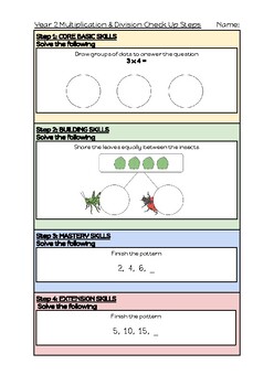 Preview of Year 2 Term 1 Multiplication and Division Check Up Steps