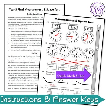 year 3 measurement geometry maths test pack australian curriculum