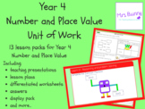 Year 4 Number and Place Value Unit Pack - UK
