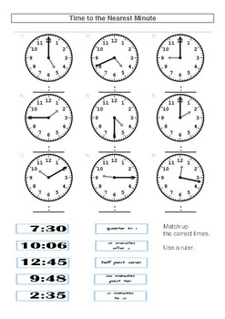 year 3 telling the time pretest by education central store tpt