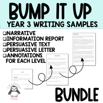 Preview of Year 3 Writing Bump It Up Wall Bundle | Student Writing Goals | Worked Examples