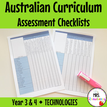 Preview of Year 3 and Year 4 TECHNOLOGIES Australian Curriculum Assessment Checklists