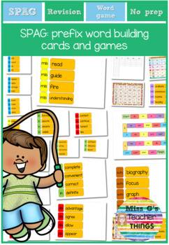 Preview of Year 3 and Year 4 (KS2) SPAG: Prefix and word matching card activity and games