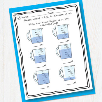 Colour the Measuring Jug (litres) Differentiated Worksheet