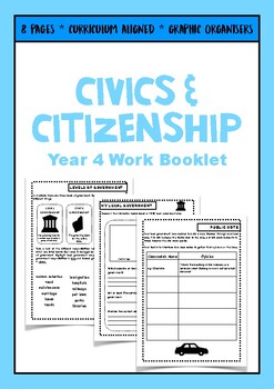Preview of Year 4 ACARA Civics and Citizenship 8 Page Work Booklet